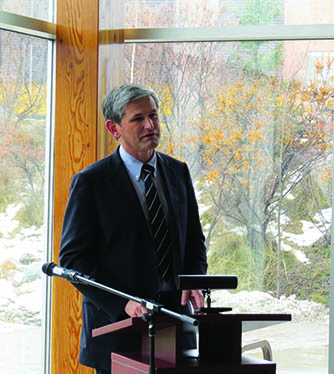 Advanced Education Minister Andrew Wilkinson at COTR’s Pinnacle Hall. COTR photo