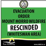 Evacuation order rescinded for Whiteswan Lake area