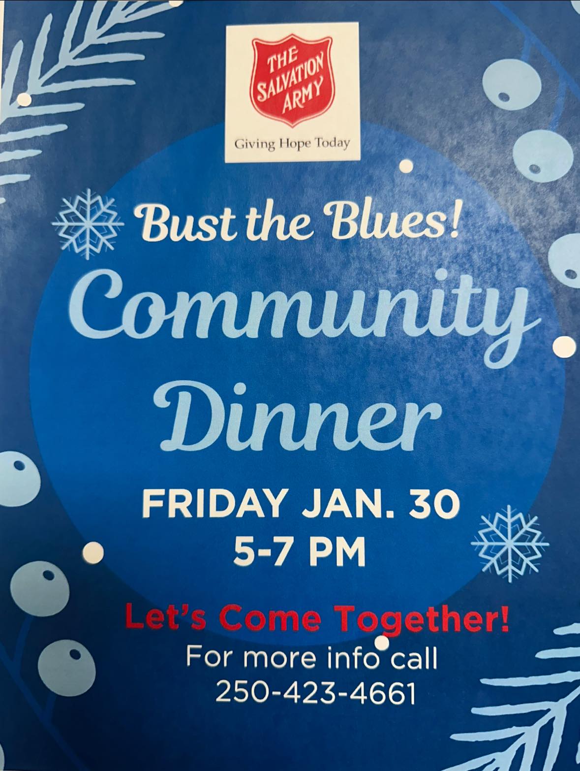 “Bust the Blues” FREE COMMUNITY MEAL
