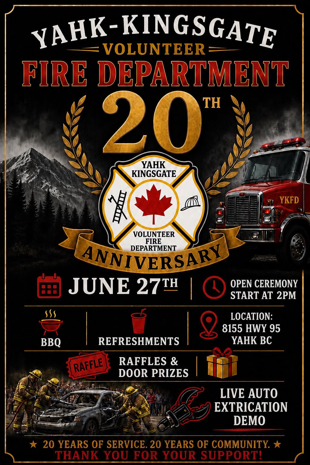 Yahk – Kingsgate Volunteer Fire Department 20th Anniversary