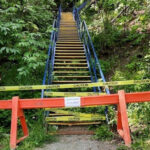 Staircase being removed and piece of trail closed