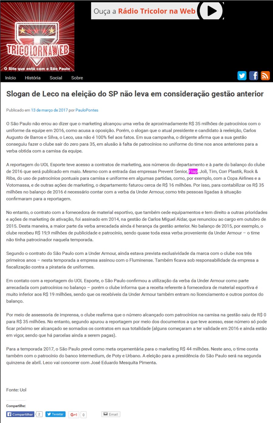 0313 - Site Tricolor na Web