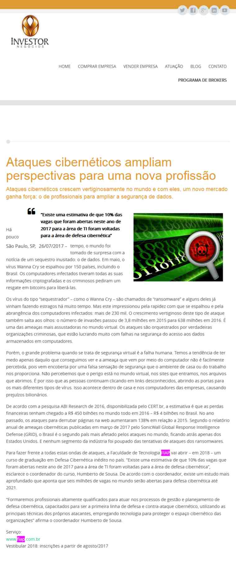 0726 - Site Investor Negócios