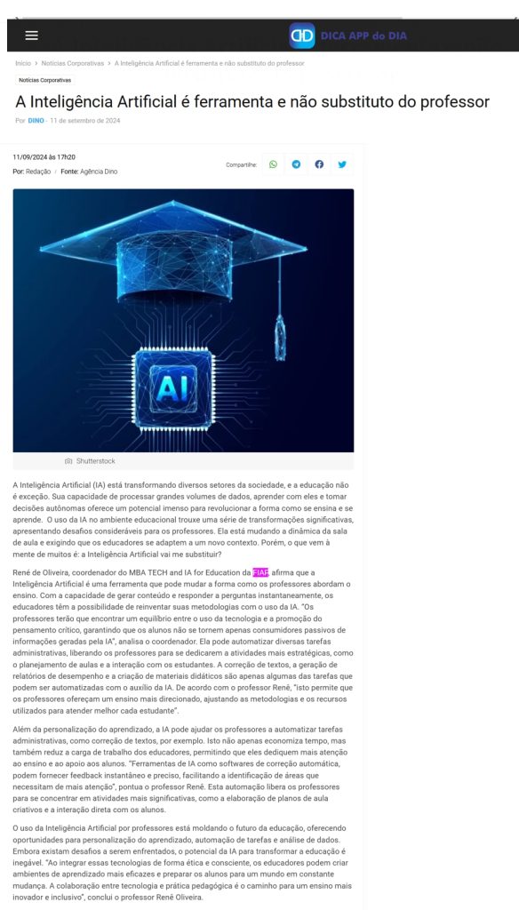Dica App do Dia – NOTÍCIAS (A INTELIGÊNCIA ARTIFICIAL É FERRAMENTA E ...