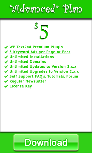 WP Text2ad Advanced Plan