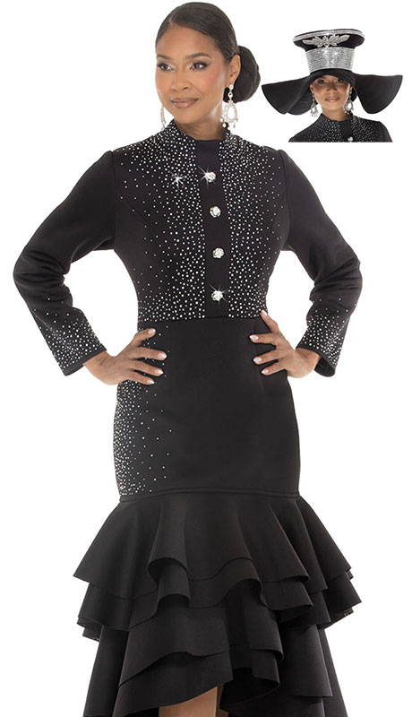 Donna Vinci 12301-BLK Ladies Church Dress