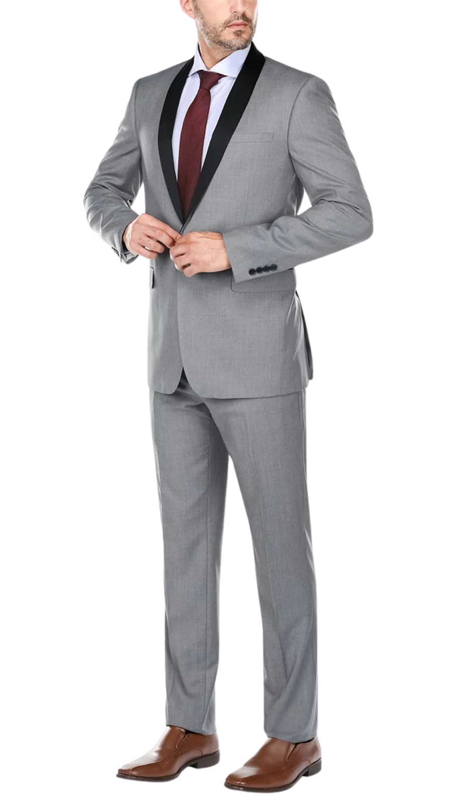 202-2 Men's Slim Fit 2-Piece Shawl Lapel Tuxedo Suit