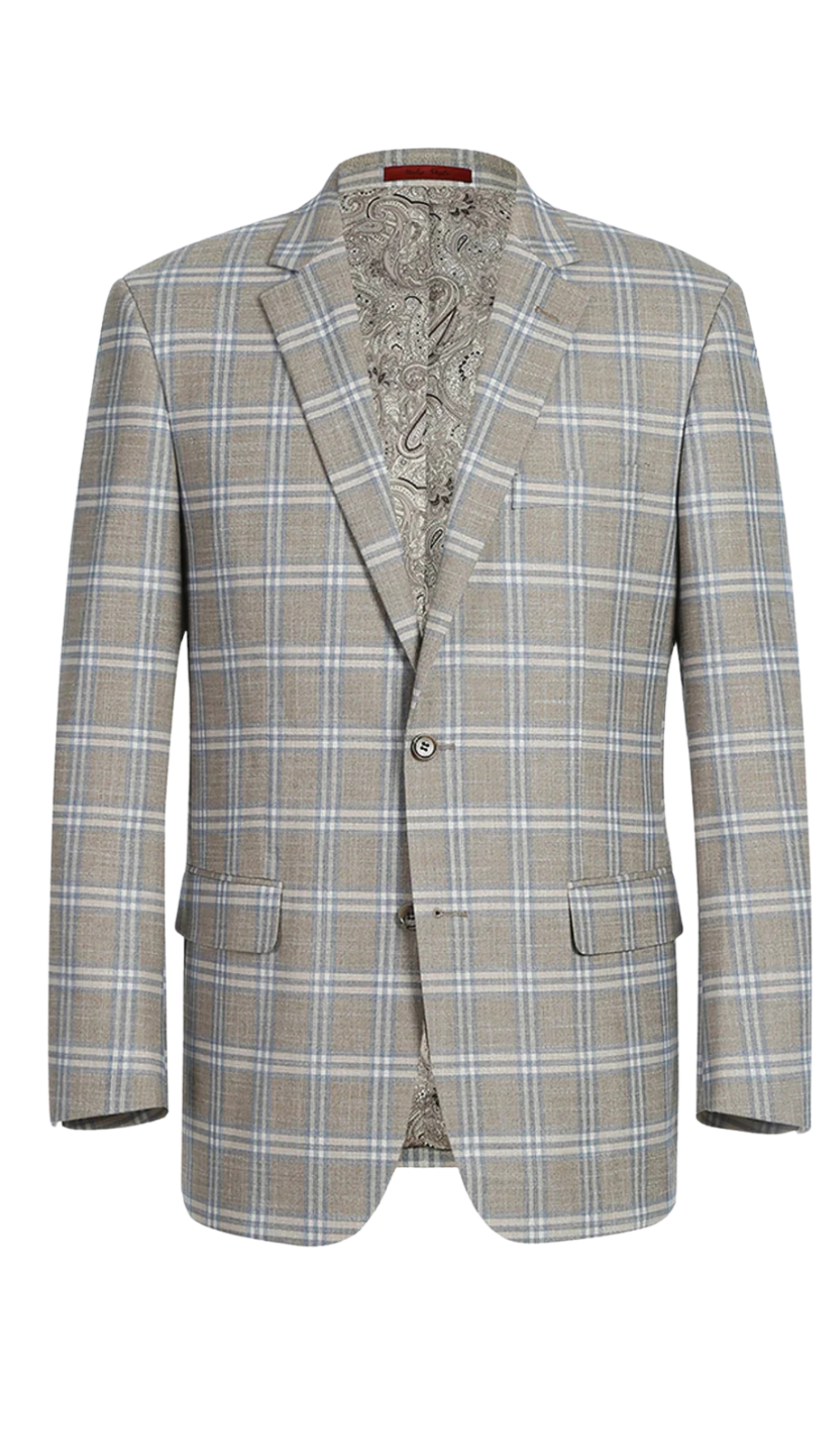 294-11 Men's Notch Lapels Light Gray Check Blazer