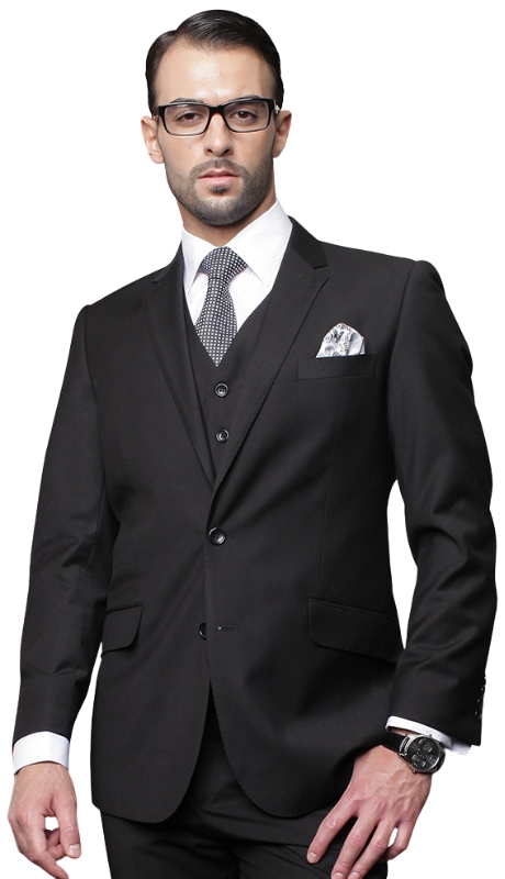 Statement TZ-100-BLACK-3PC Mens Suit