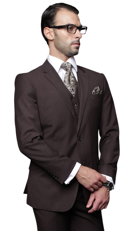 Statement TZ-100-BROWN-3PC Mens Suit