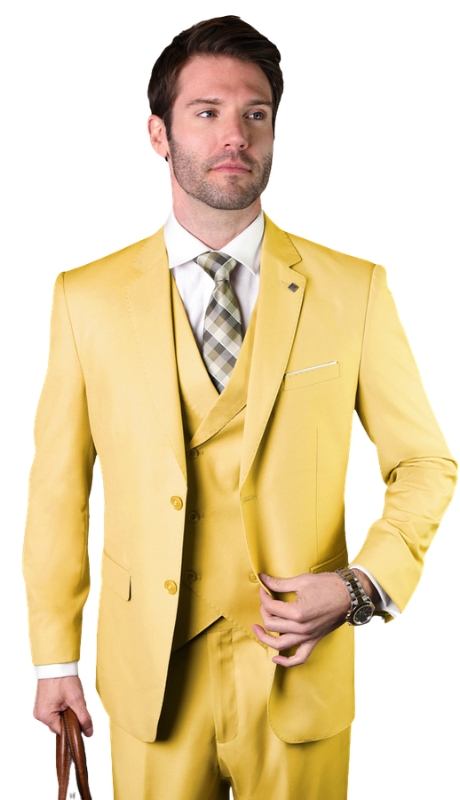 Statement STZV-1OO-YELLOW-3PC Mens Suit