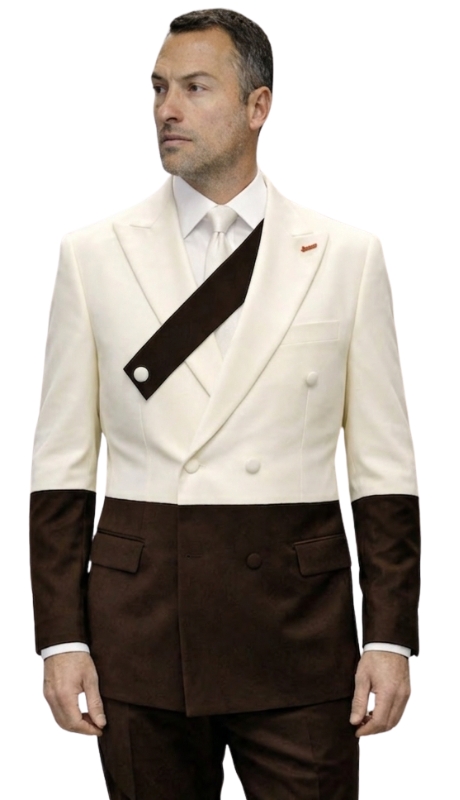 Statement AZURA-BROWN-OFF WHITE Mens Suit