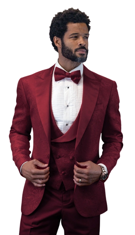 Statement BELLAGIO-15-BUR-3PC Mens Suit