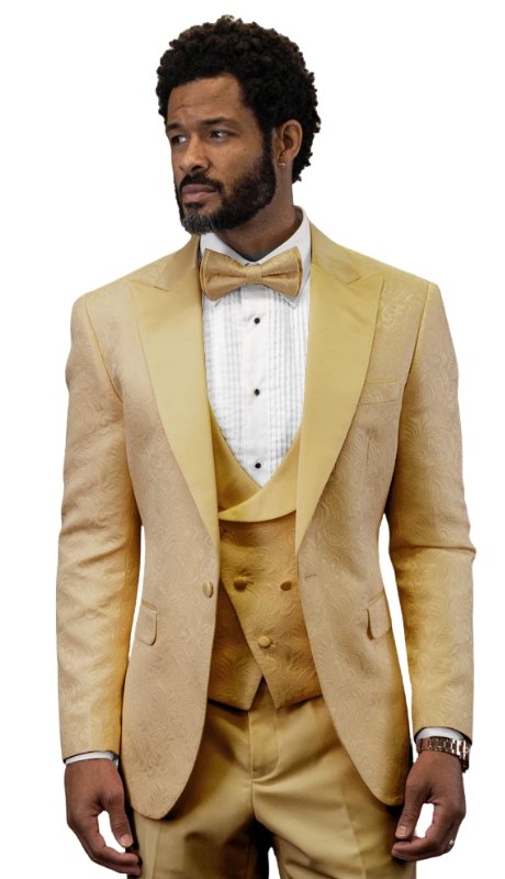 Statement BELLAGIO-15-GOLD-3PC Mens Suit