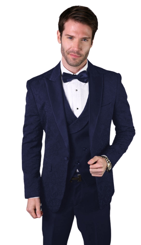 Statement BELLAGIO-15-NAVY-3PC Mens Suit