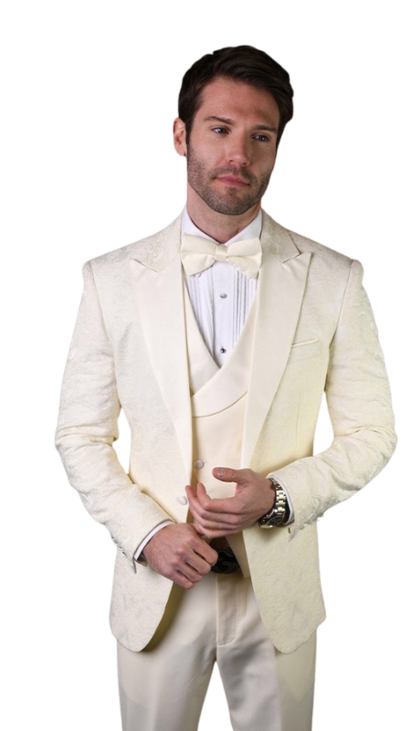 Statement BELLAGIO-15-OFF WHITE-3PC Mens Suit