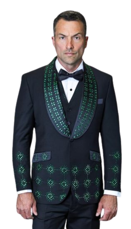 Statement CAVALI-BLK-GREEN Mens Tuxedo