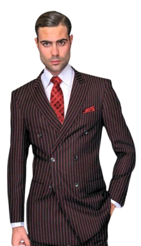 Statement DB-ZARELLI-BLK-RED-2PC Mens Suit