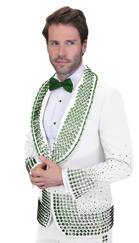 Statement ELEGANT-WHITE-GREEN Mens Tuxedo