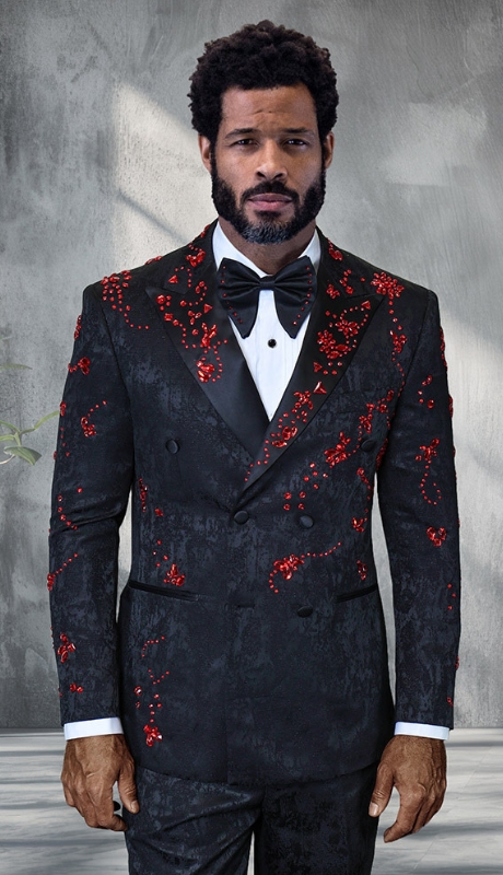 Statement ENZO-BLACK-RED Mens Tuxedo