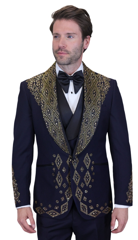 Statement GIOVANI-BLACK-GOLD Mens Tuxedo