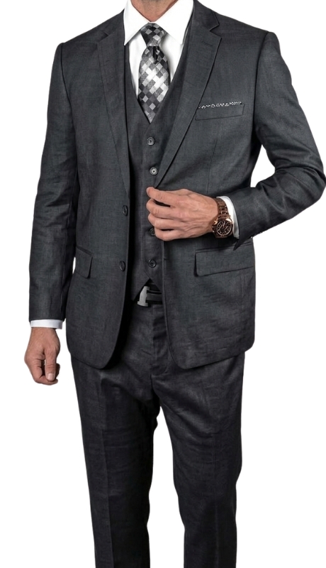 Statement LAZARO- CHARCOAL-3PC Mens Suit