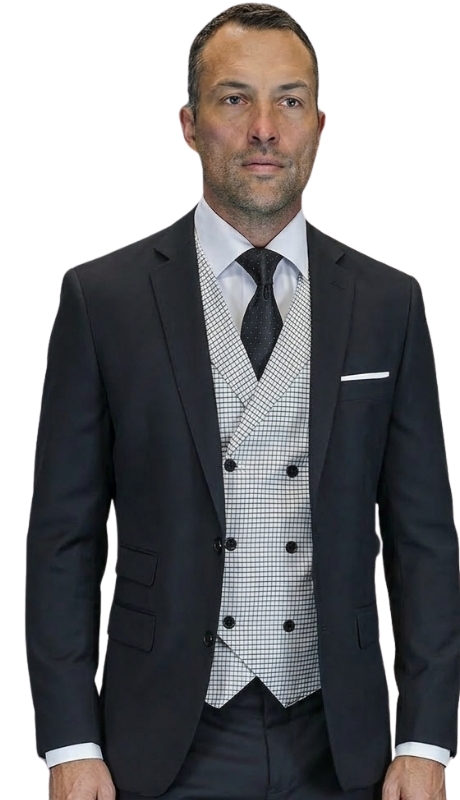 Statement MARCO-BLACK-3PC Mens Suit