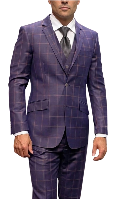 Statement MATEO-EGGPLANT-3PC Mens Suit