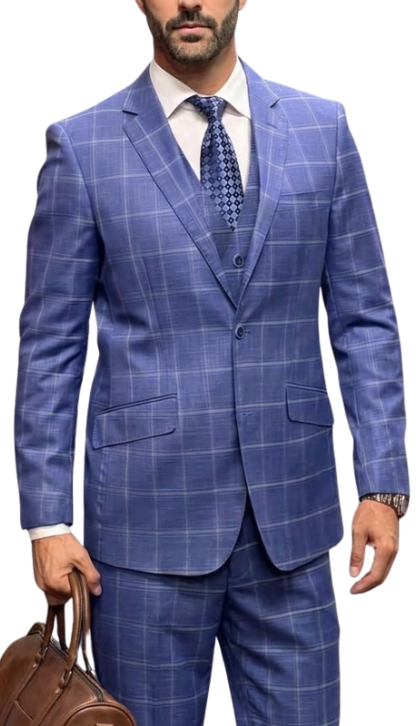 Statement MATEO-INDIGO-3PC Mens Suit