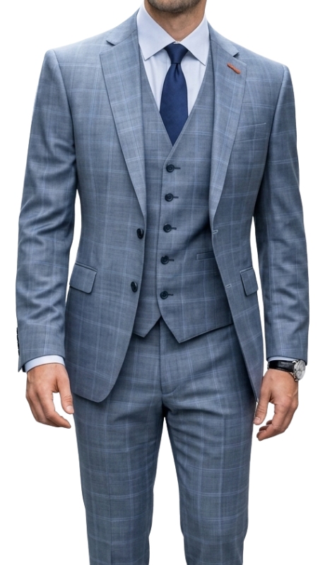 Statement MATEO-STEEL BLUE-3PC Mens Suit