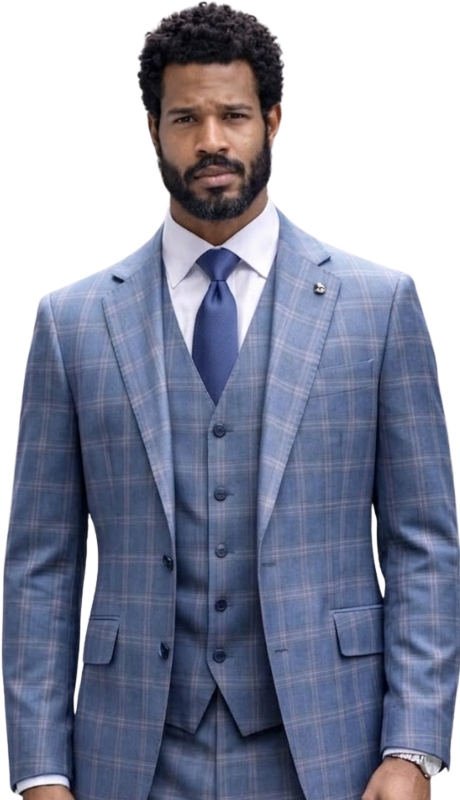 Statement OSTERIA-STEEL BLUE-3PC Mens Suit