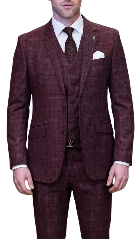 Statement PAGNOLI-BURGUNDY-3PC Mens Suit