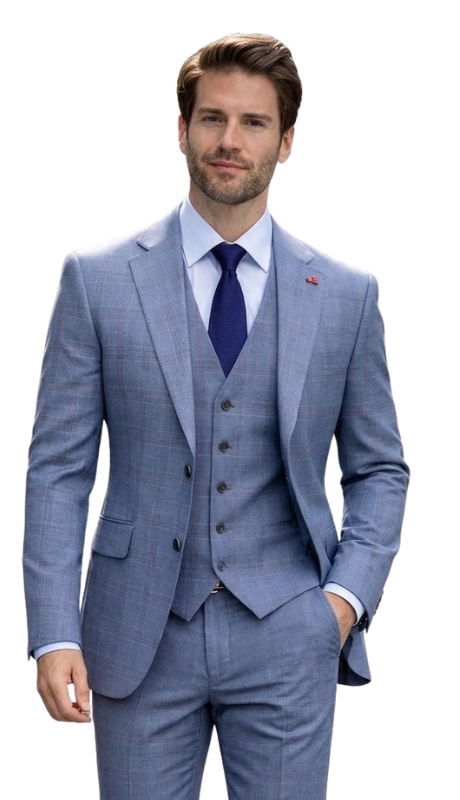 Statement PAGNOLI-STEEL BLUE-3PC Mens Suit