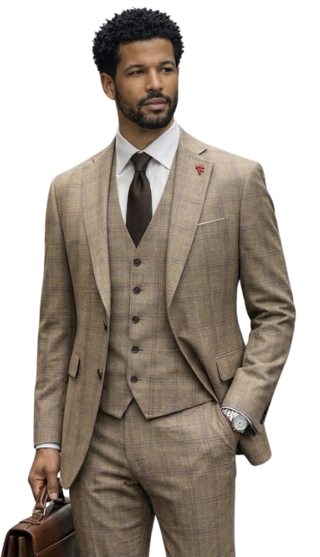 Statement PAGNOLI-TAN-3PC Mens Suit