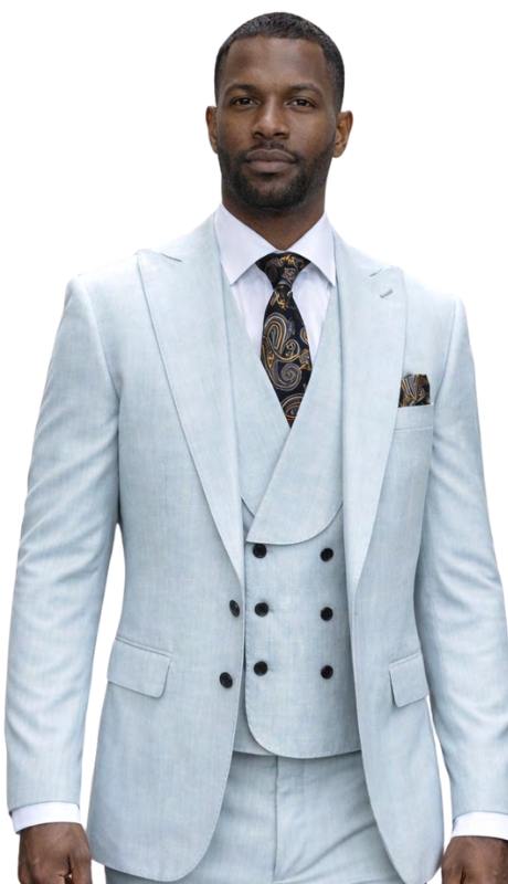 Statement PALAZIO-AQUA-3PC Mens Suit