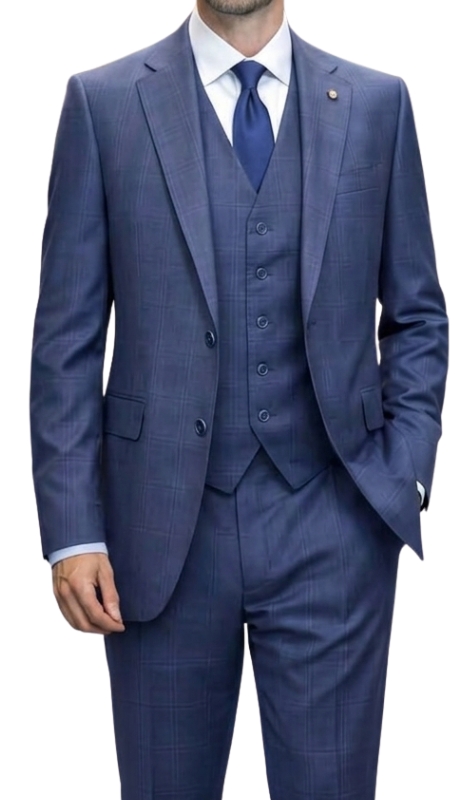 Statement PUGLIA-INDIGO-3PC Mens Suit