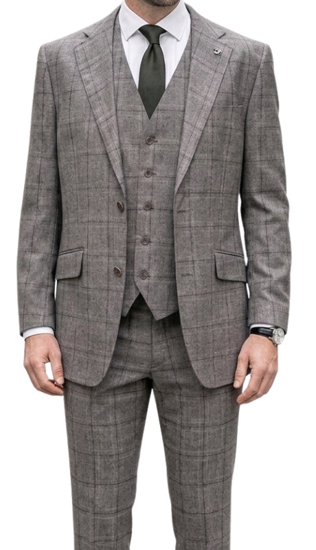 Statement PUGLIA-TAUPE-3PC Mens Suit