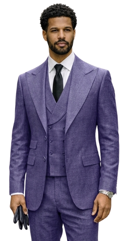 Statement RIVERA-EGGPLANT-3PC Mens Suit