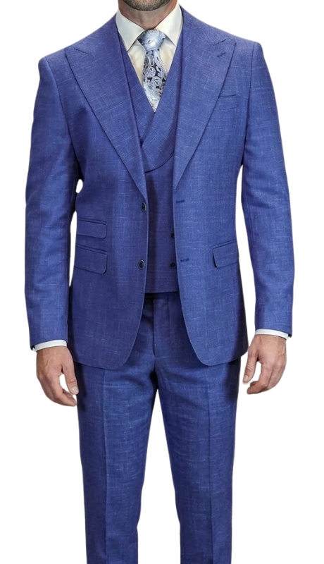 Statement RIVERA-STEEL BLUE-3PC Mens Suit