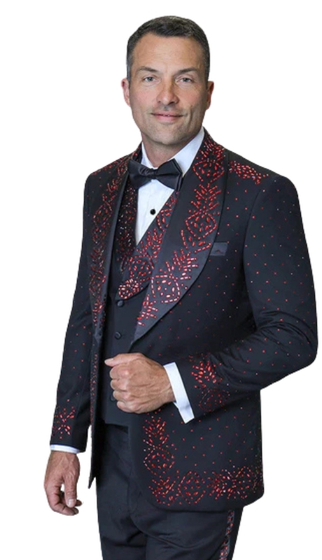 Statement ROBERTO-BLACK-RED Mens Tuxedo