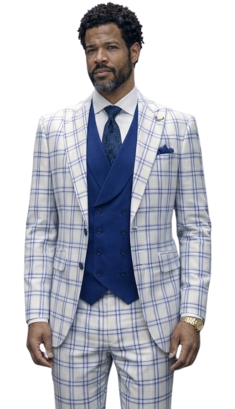 Statement SERGIO-WHITE-3PC Mens Suit