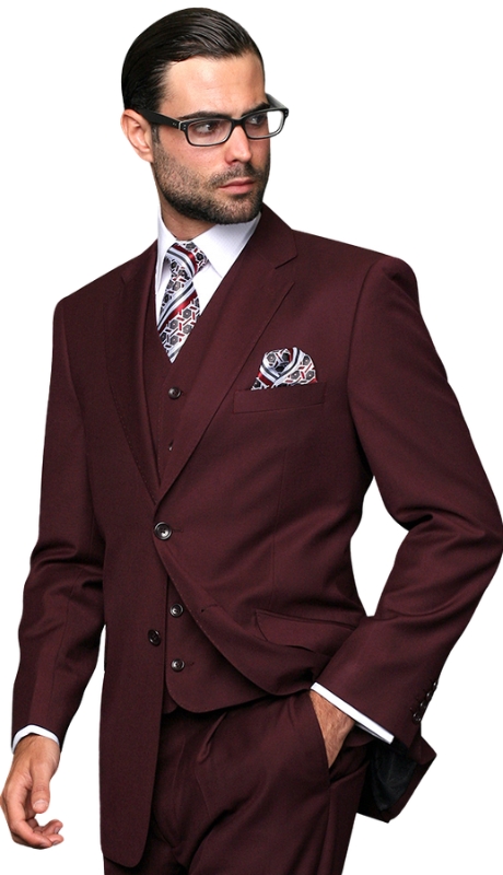 Statement STZV-100-BURGUNDY-3PC Mens Suit