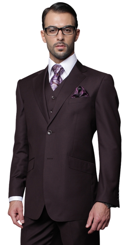 Statement STZV-100-EGGPLANT-3PC Mens Suit