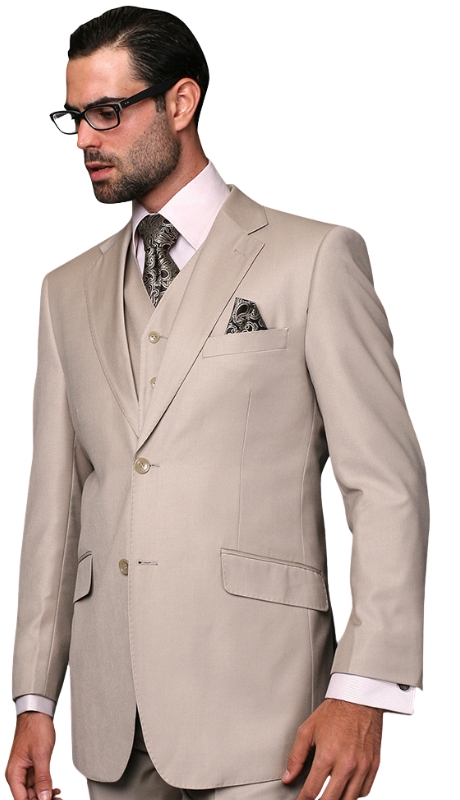 Statement STZV-100- SAND-3PC Mens Suit