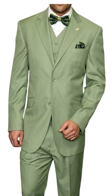 Statement STZV-1OO-APPLE GREEN-3PC Mens Suit