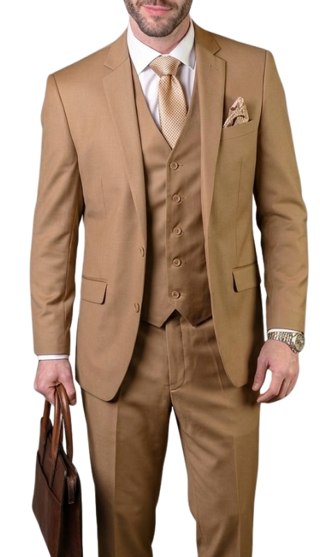 Statement STZV-1OO-CARAMEL-3PC Mens Suit