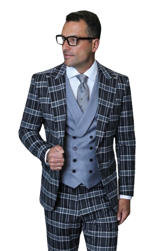 Statement TERRY-BLACK-3PC Mens Suit