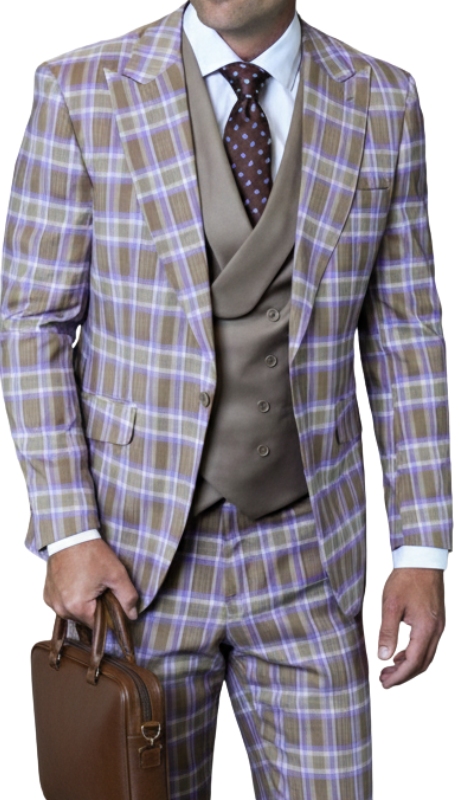 Statement TERRY-TAUPE-3PC Mens Suit