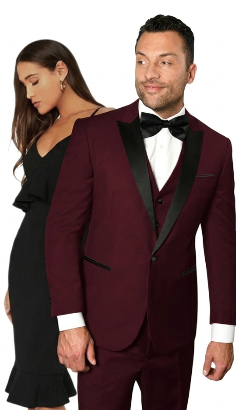 Statement TUX-PK-BURGUNDY- 3PC Mens TUXEDO Statement TUX-PK-BURGUNDY- 3PC Mens TUXEDO