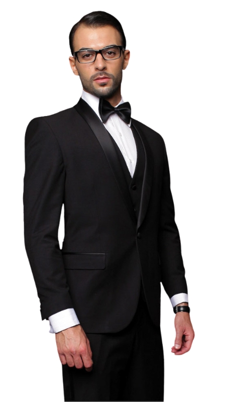 Statement TUX-SH-BLACK-3PC Mens Suit